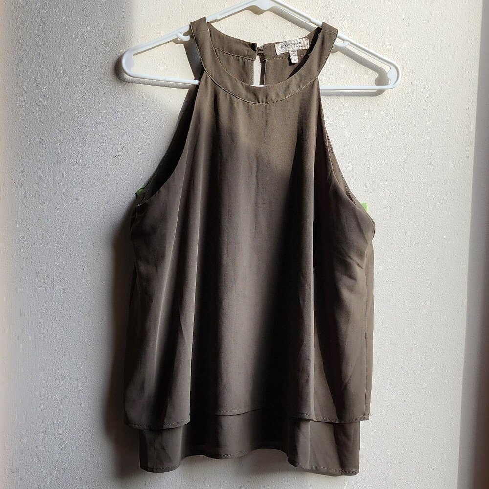 Monteau Olive Green Halter Tank Top Size Large